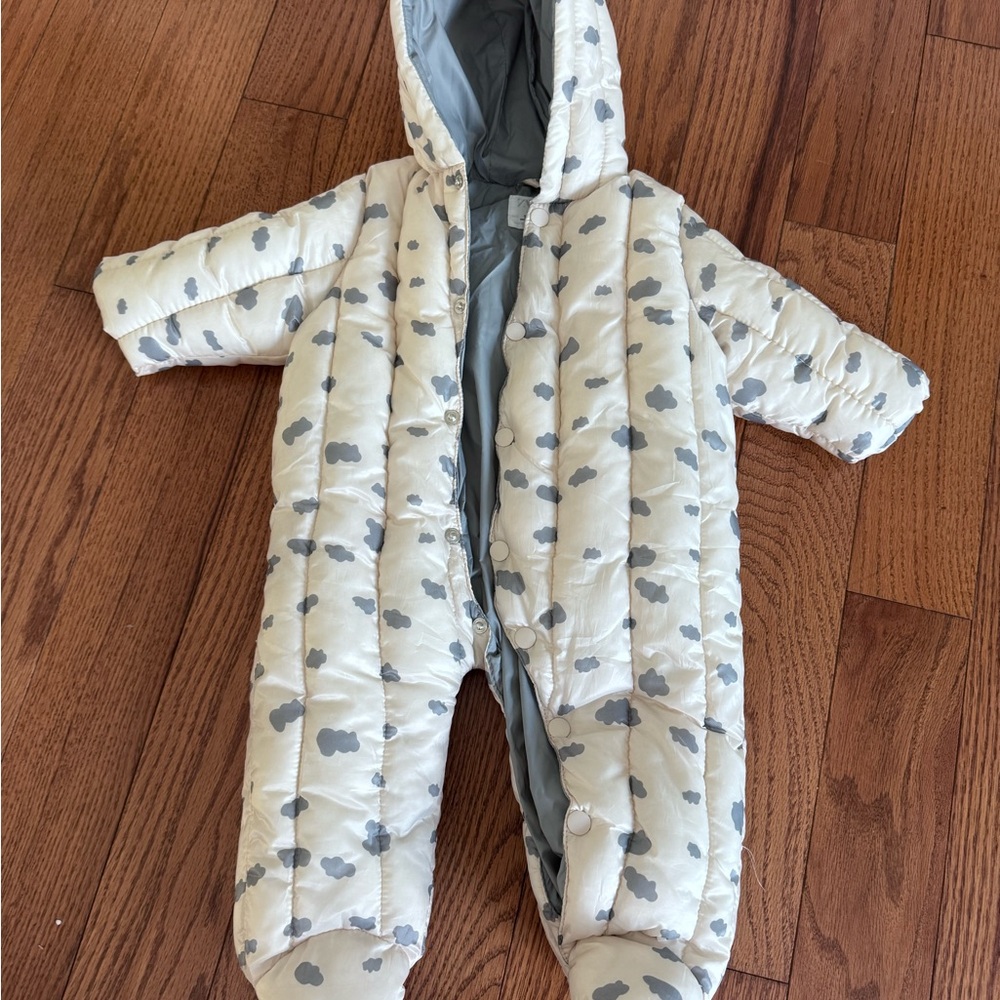 Zara Hooded Baby Snowsuit with Clouds